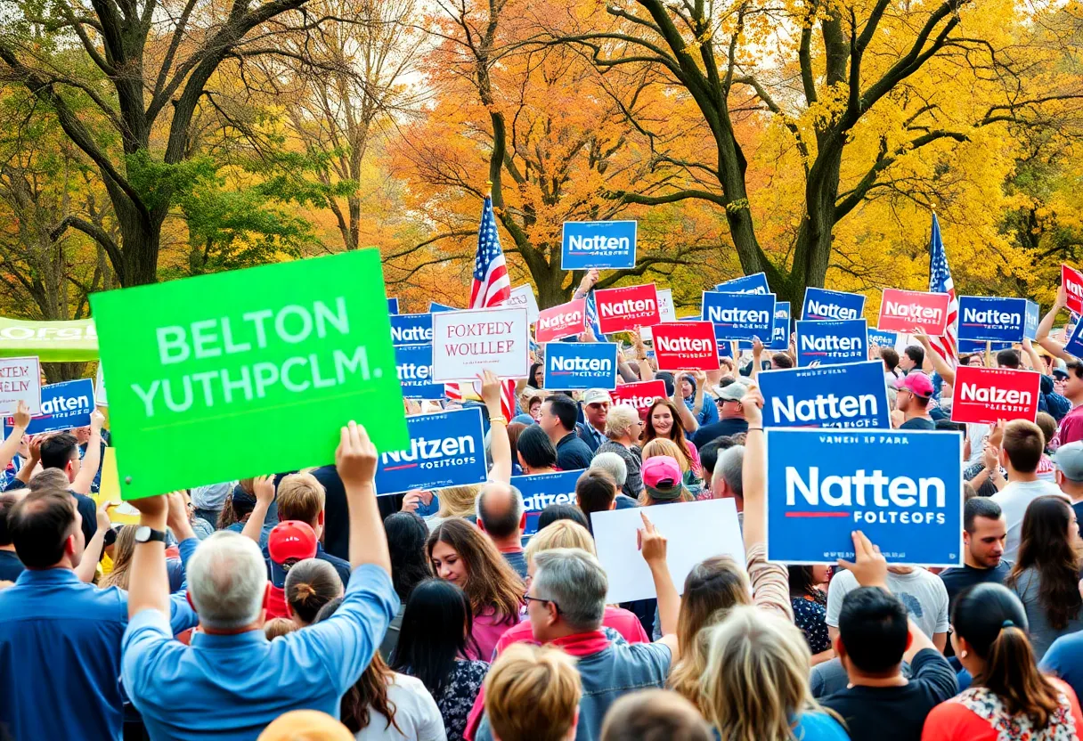 Crowd at a political rally supporting a mayoral candidate in San Antonio