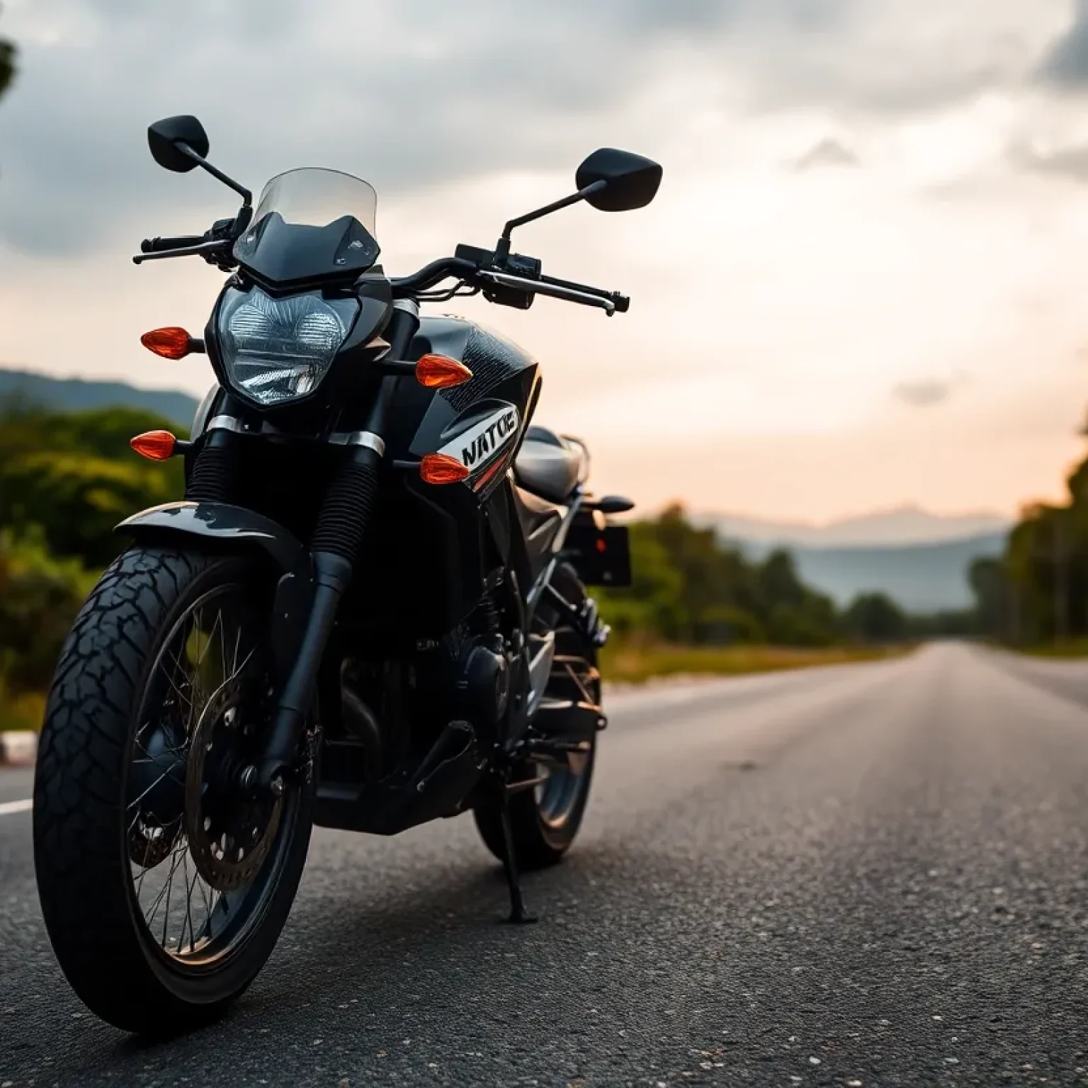 Motorcycle on a road highlighting road safety