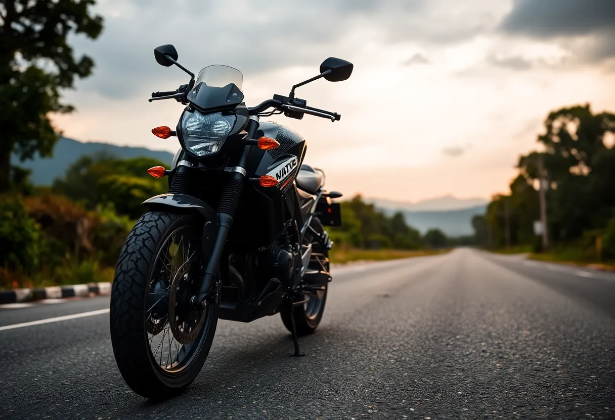 Motorcycle on a road highlighting road safety