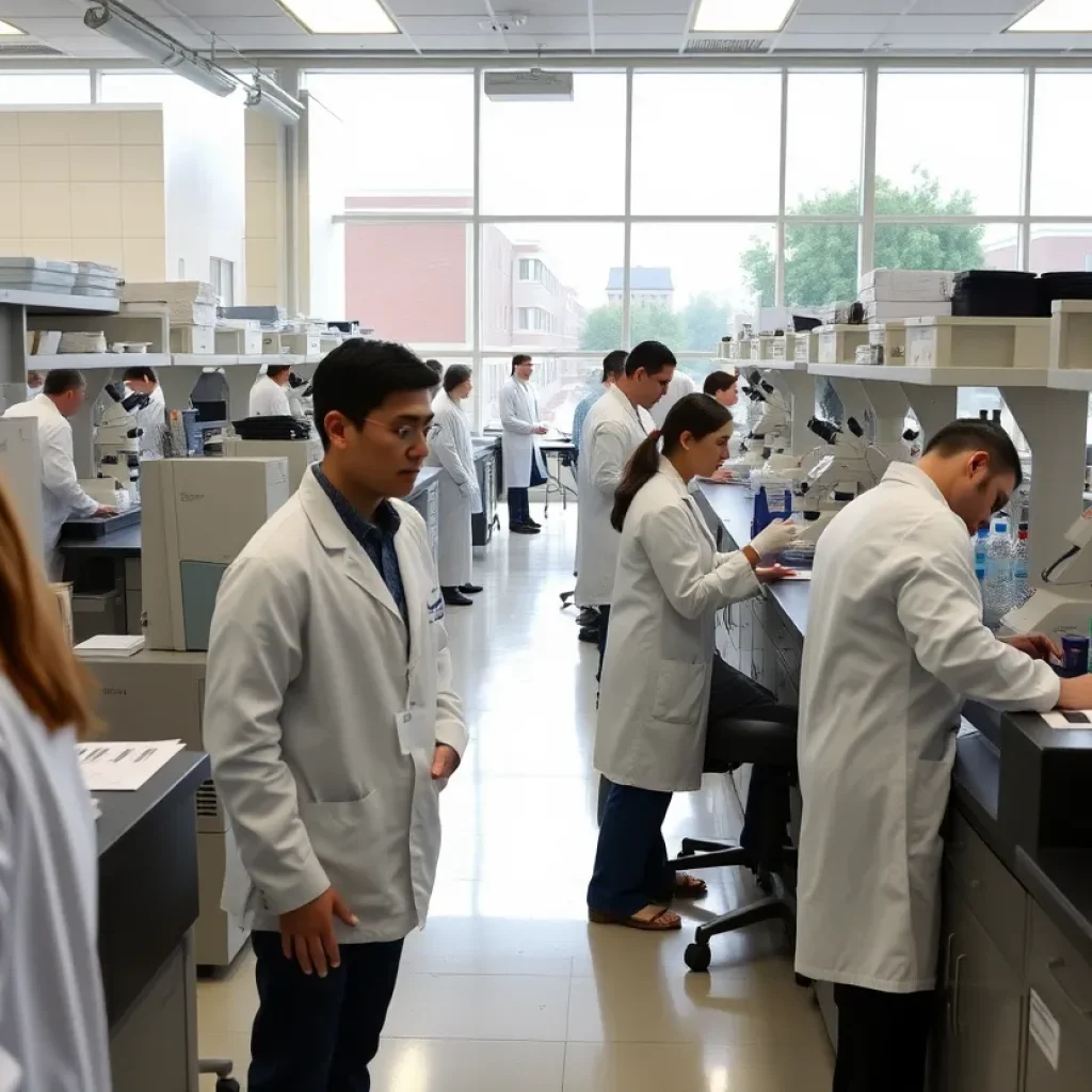 Scientists working in a biomedical research facility in San Antonio