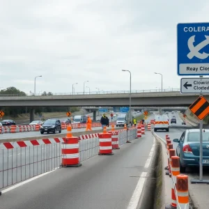 Construction work at U.S. 281 and Loop 1604 interchange in San Antonio