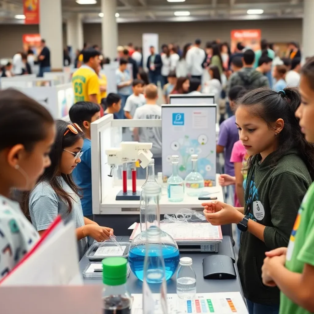 Students showcasing projects at the San Antonio Science Fair.