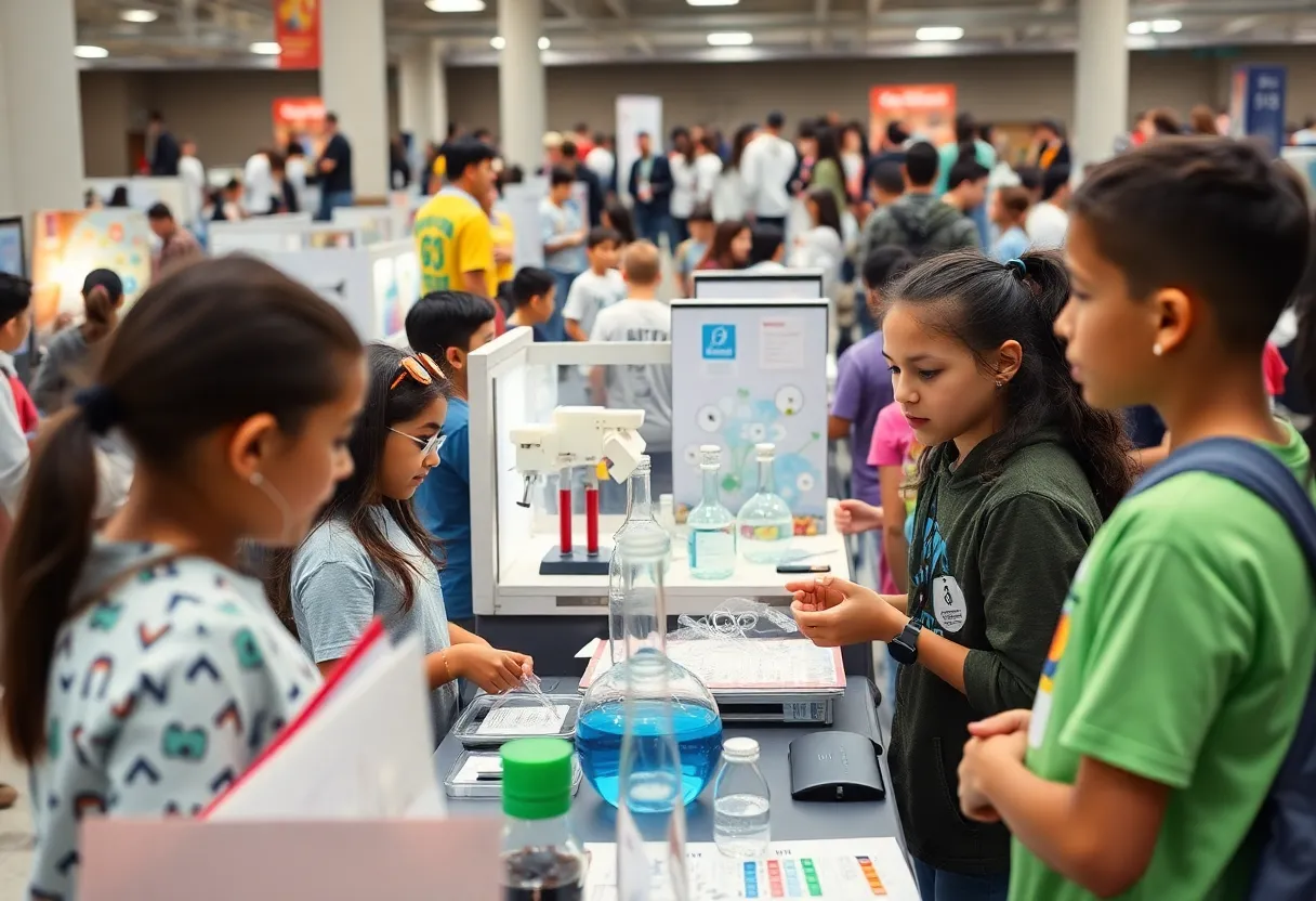 Students showcasing projects at the San Antonio Science Fair.