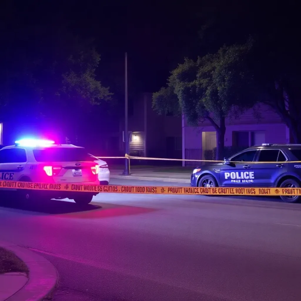 Police cars and crime scene tape at a San Antonio shooting location