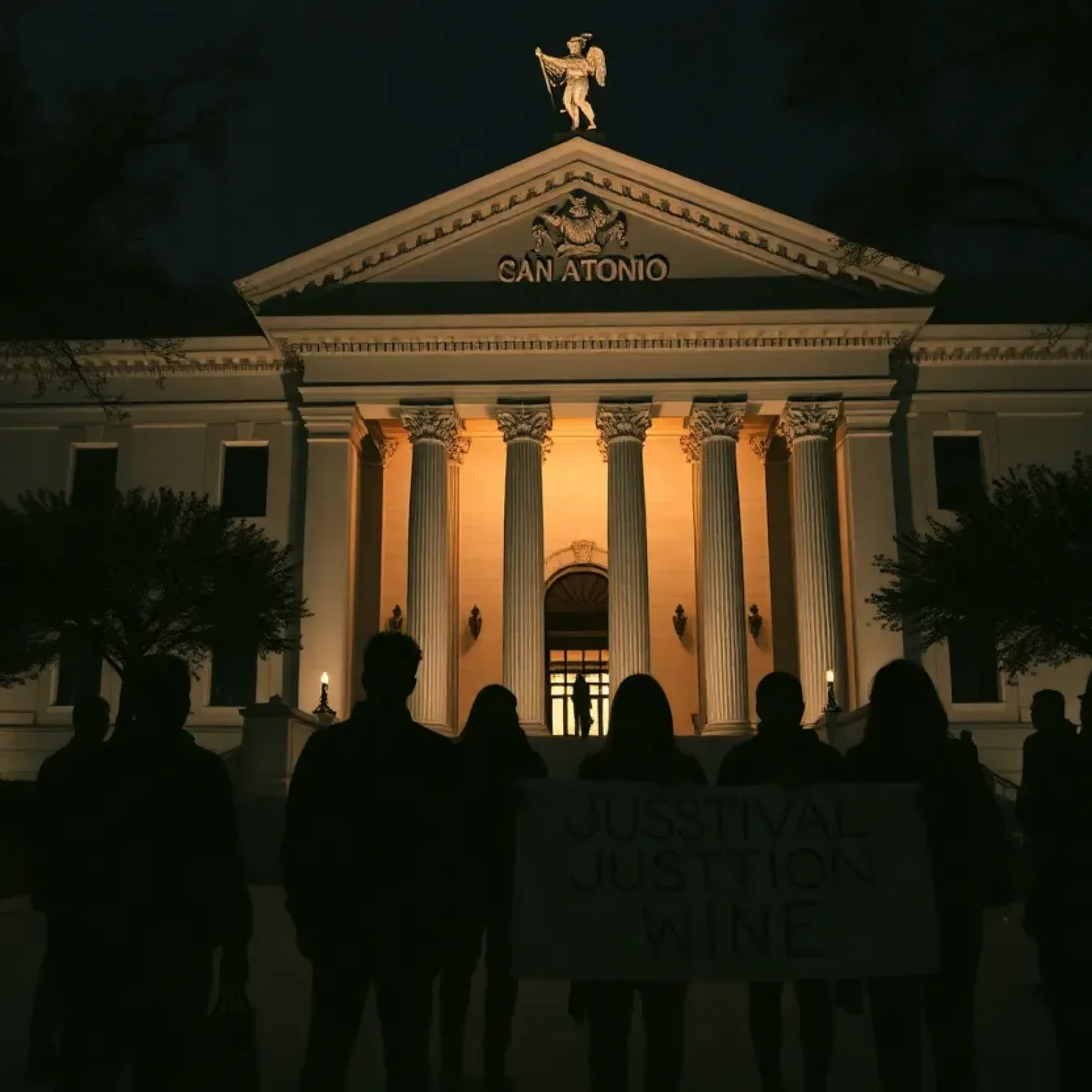 Community members gather outside courthouse in San Antonio for smuggling tragedy trial.