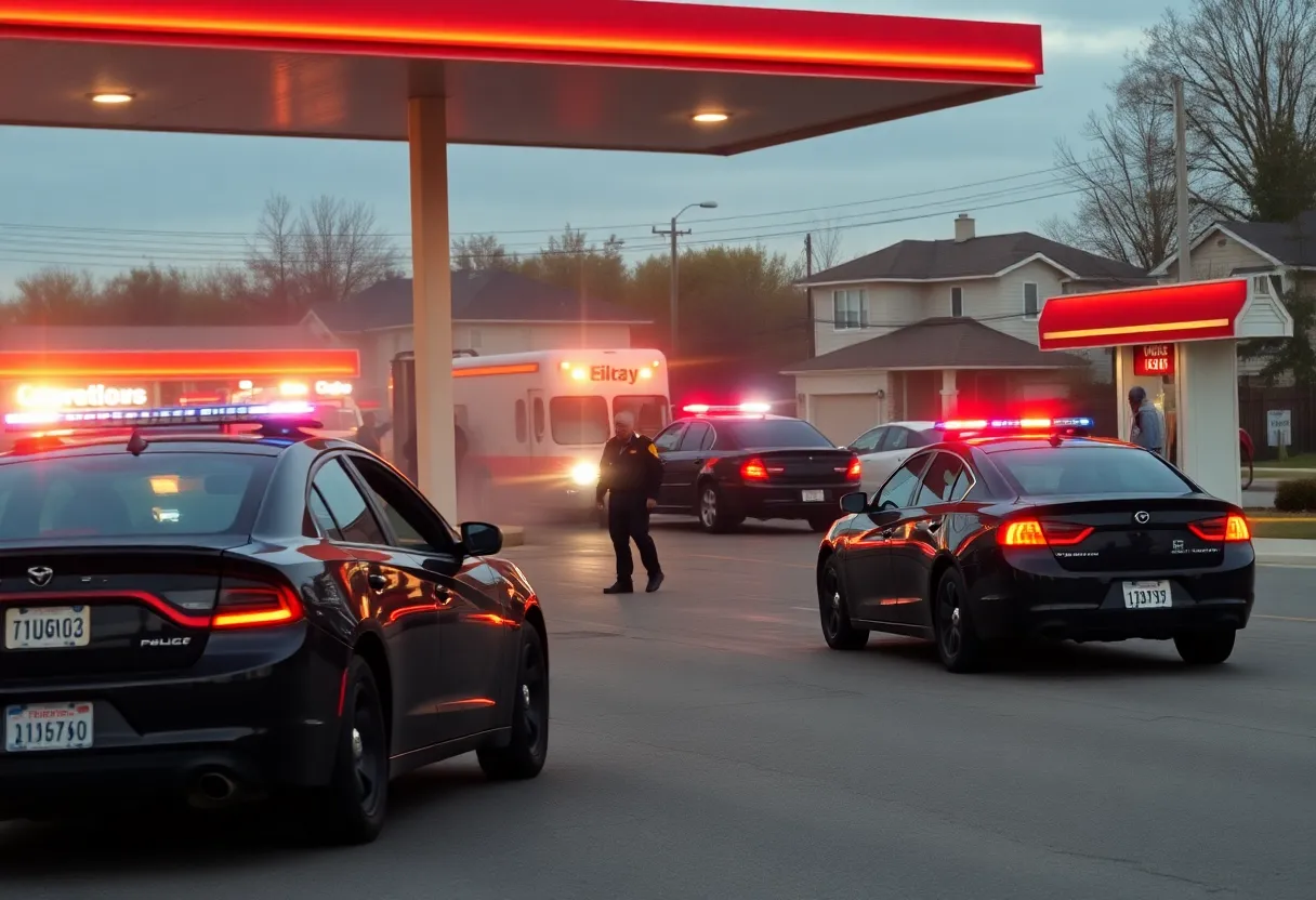 Police officers responding to a traffic stop shooting incident in San Antonio