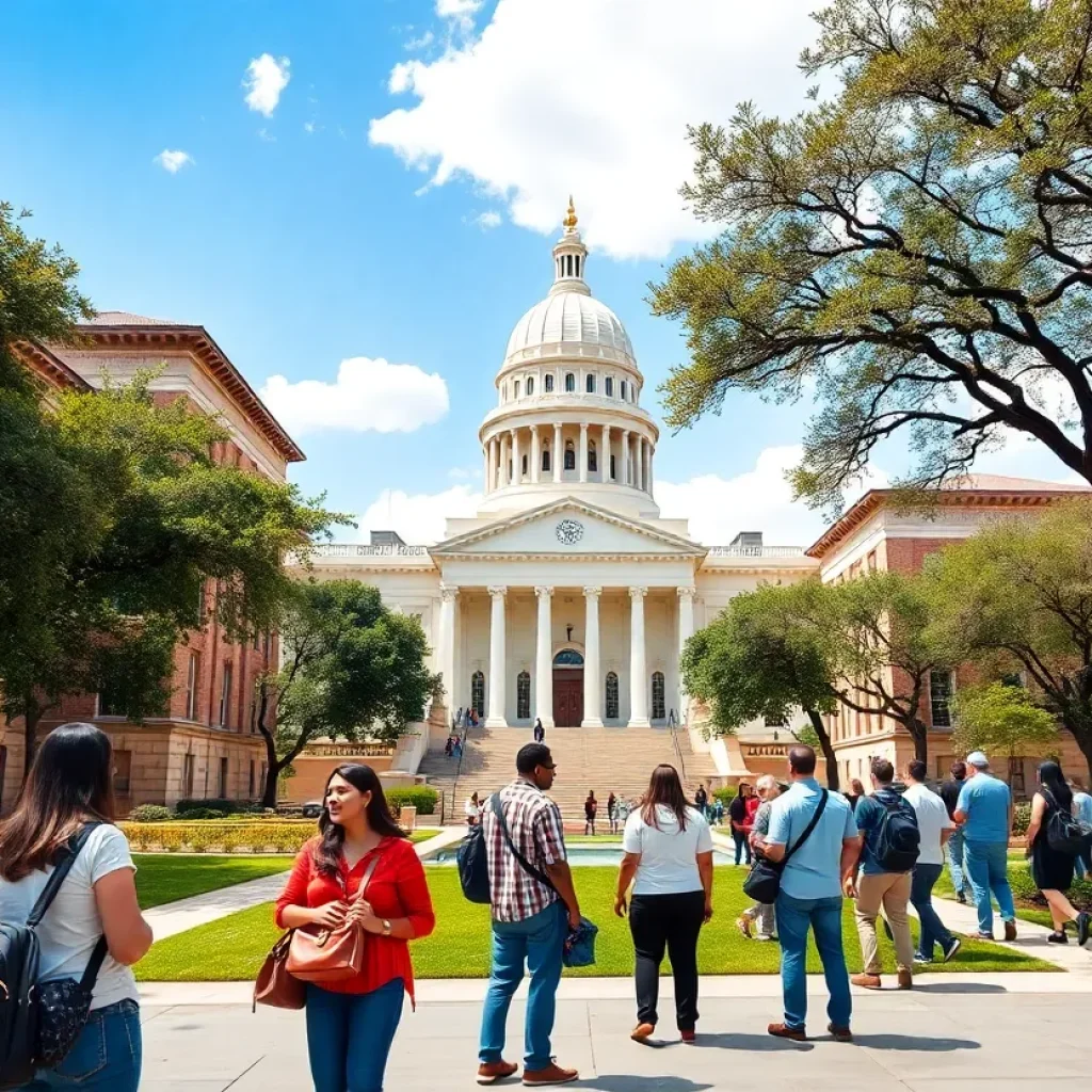 Students at a San Antonio university campus amidst funding cuts