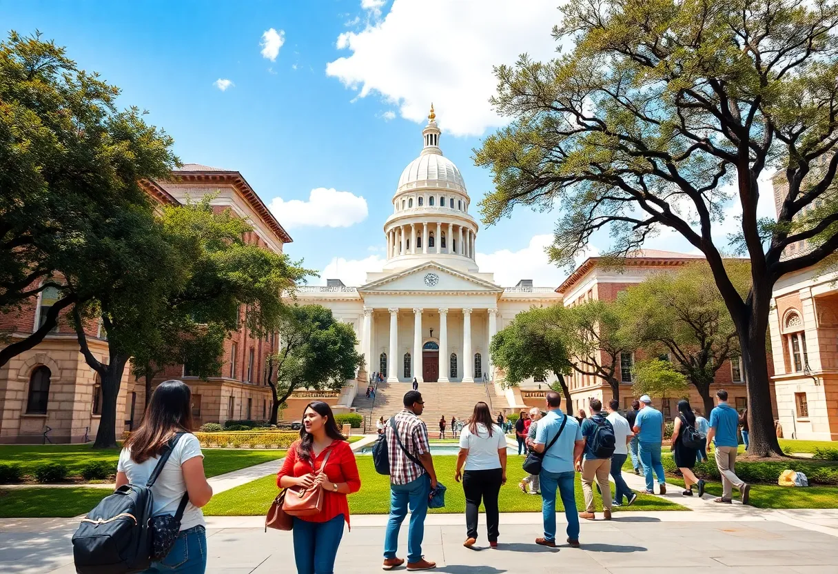 Students at a San Antonio university campus amidst funding cuts