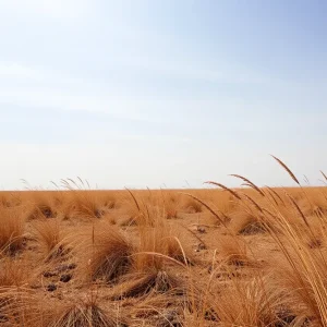 Dry landscape in San Antonio, Texas indicating wildfire danger