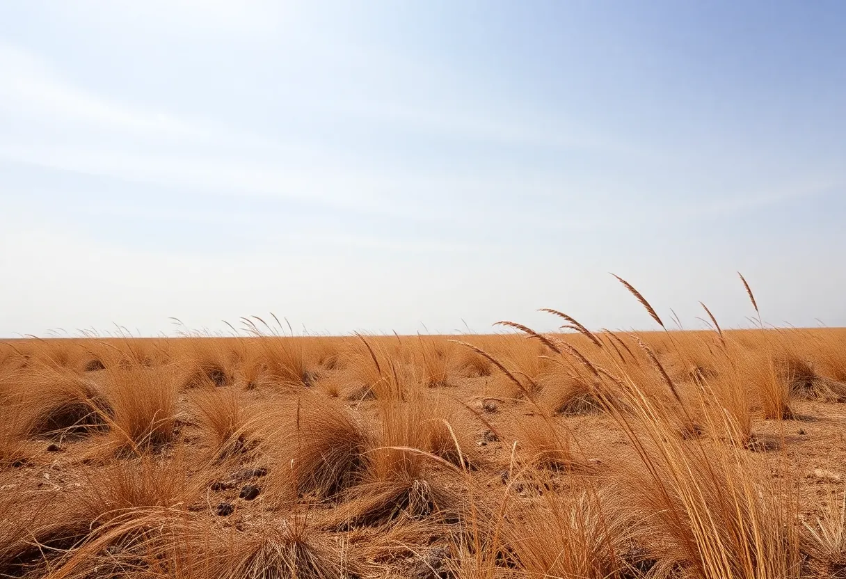 Dry landscape in San Antonio, Texas indicating wildfire danger