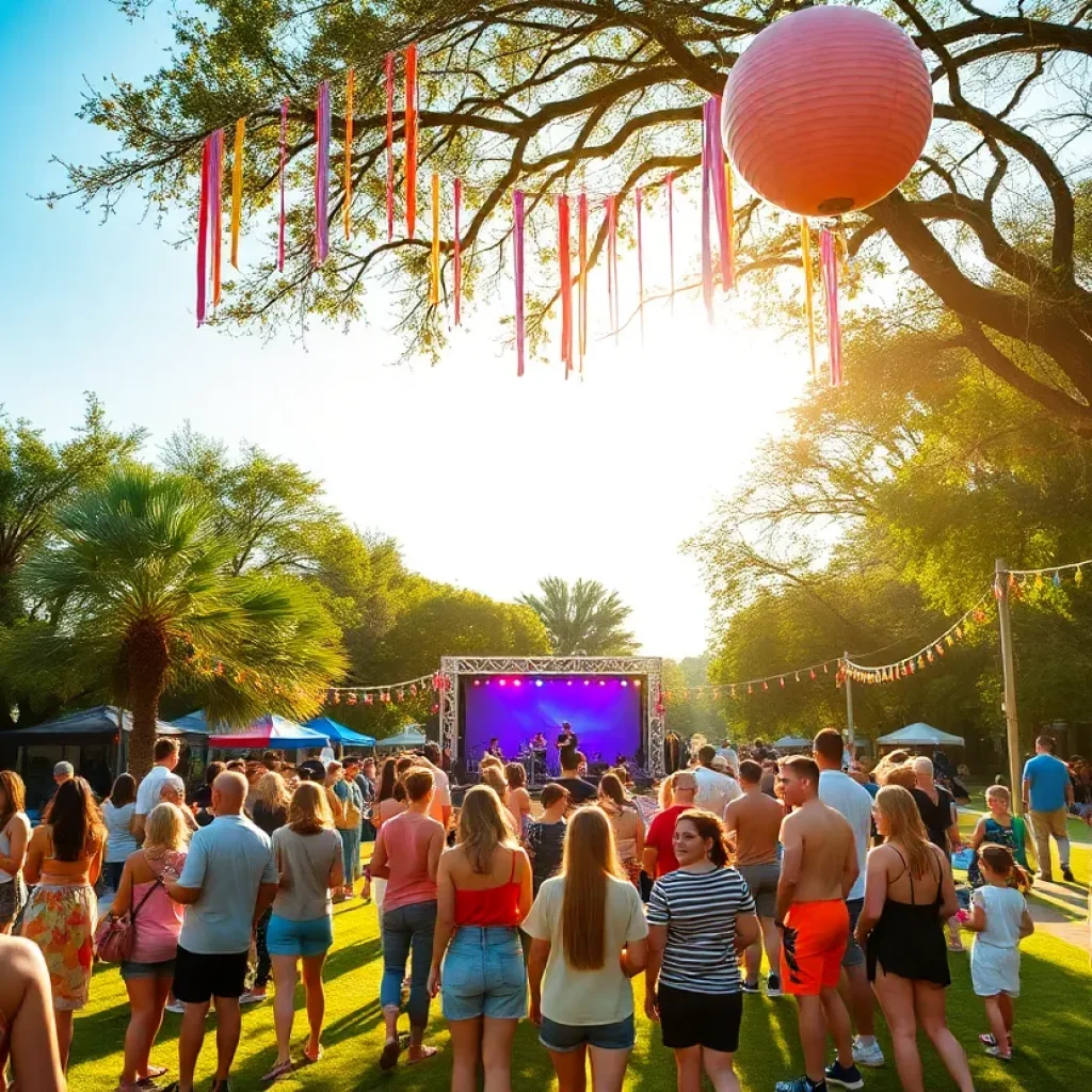 Spring break activities in San Antonio with people enjoying live music and outdoor events