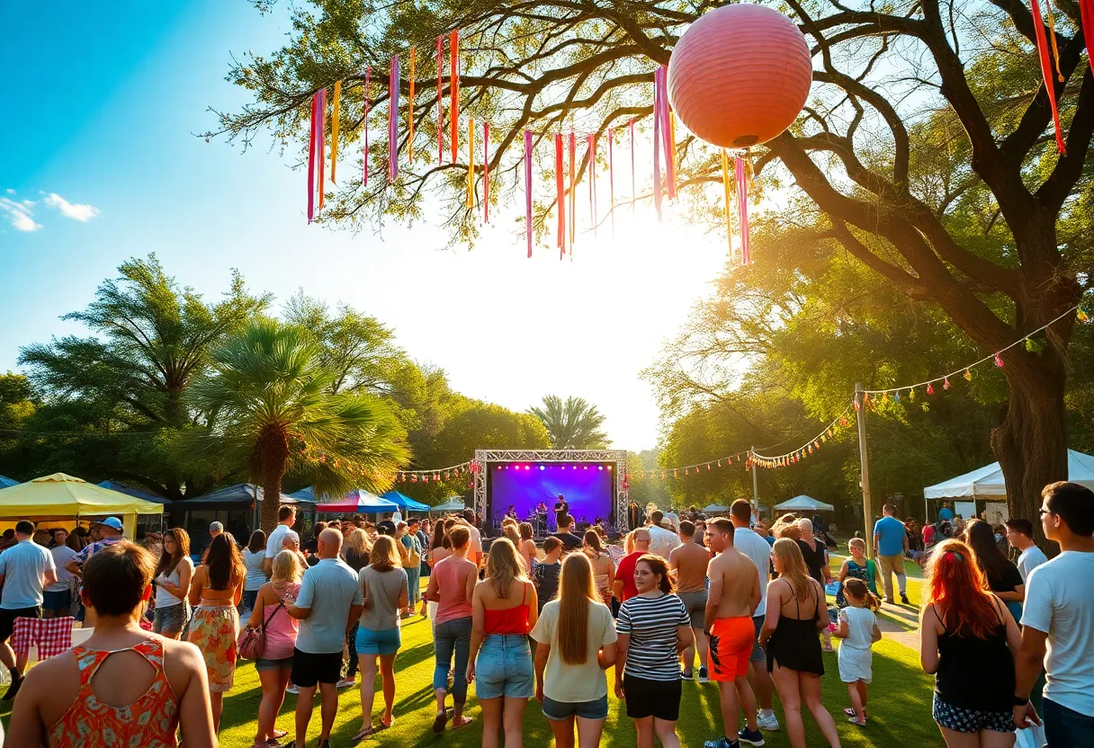 Spring break activities in San Antonio with people enjoying live music and outdoor events