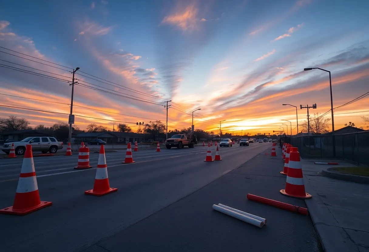 Scene of a construction site emphasizing road safety in San Antonio after an accident involving an intoxicated driver.