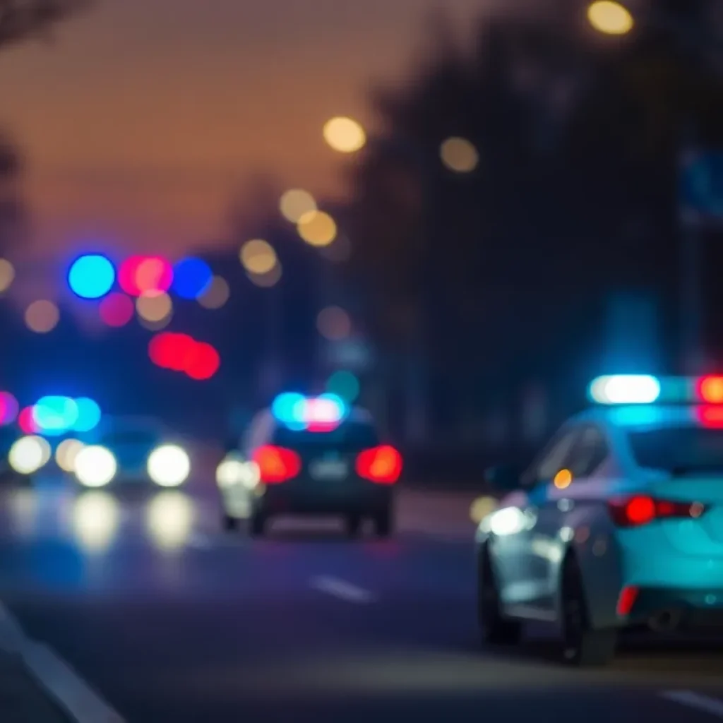 Police scene at night in San Antonio