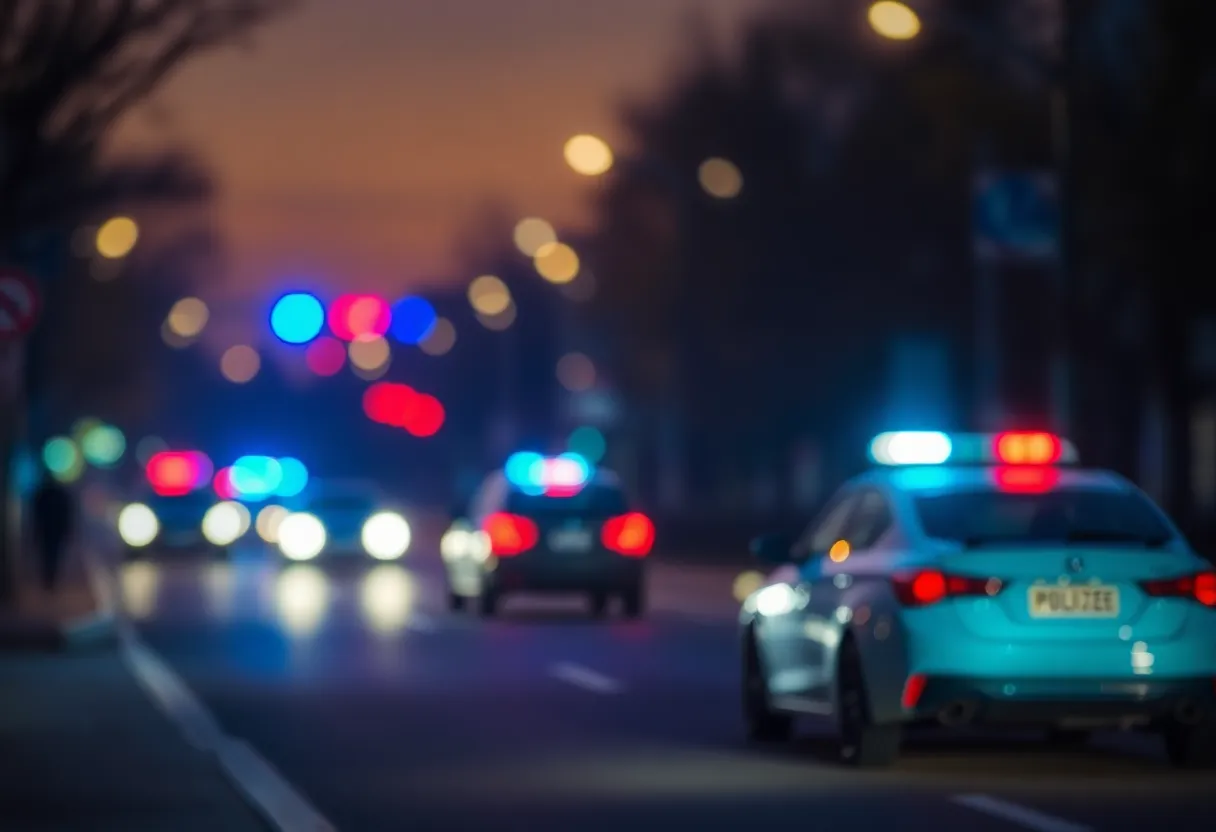 Police scene at night in San Antonio