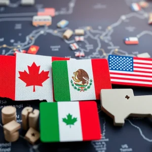 Visual representation of trade dynamics between Canada, Mexico, and the USA.