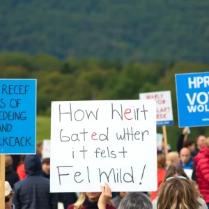 Protesters holding signs in Vermont