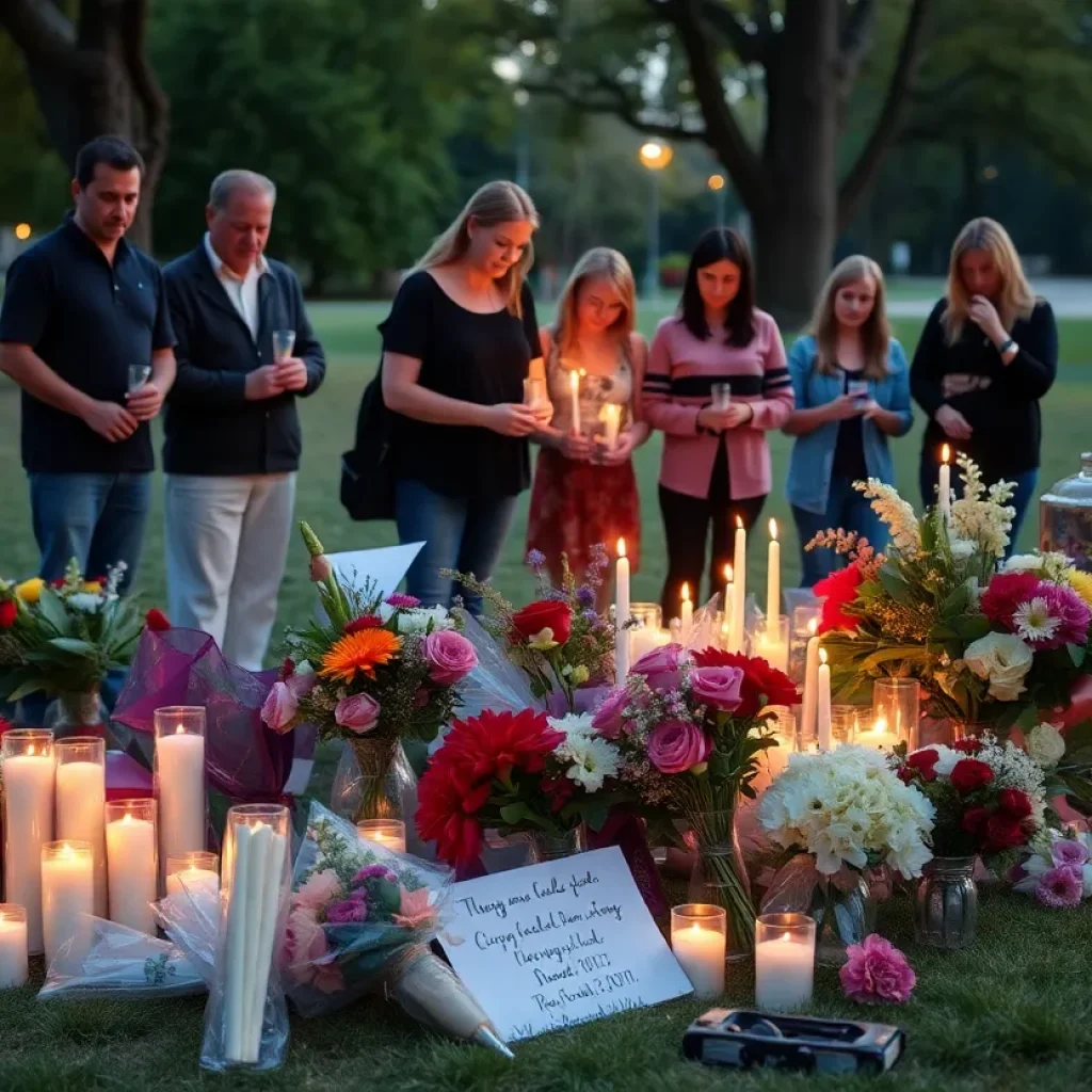 Community members gathered at a vigil for a victim of road rage.