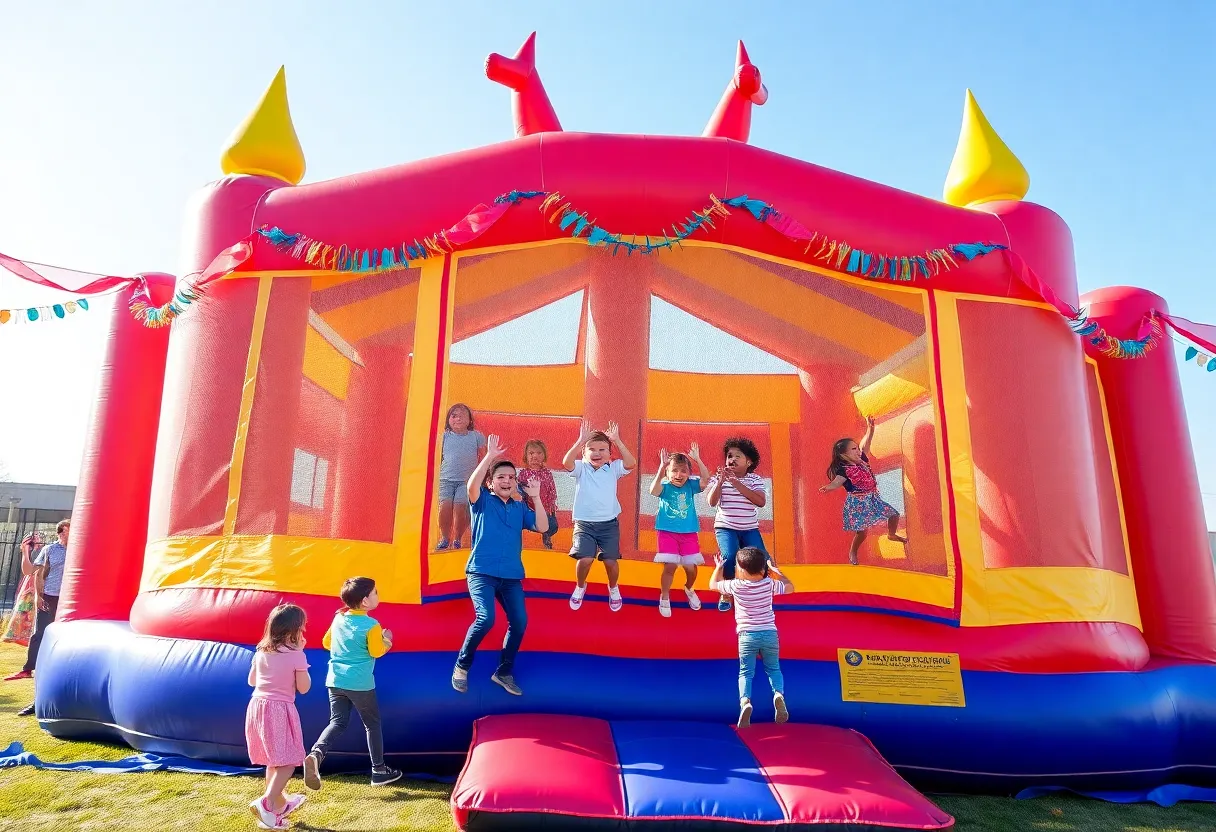 Families enjoying the World's Largest Bounce House