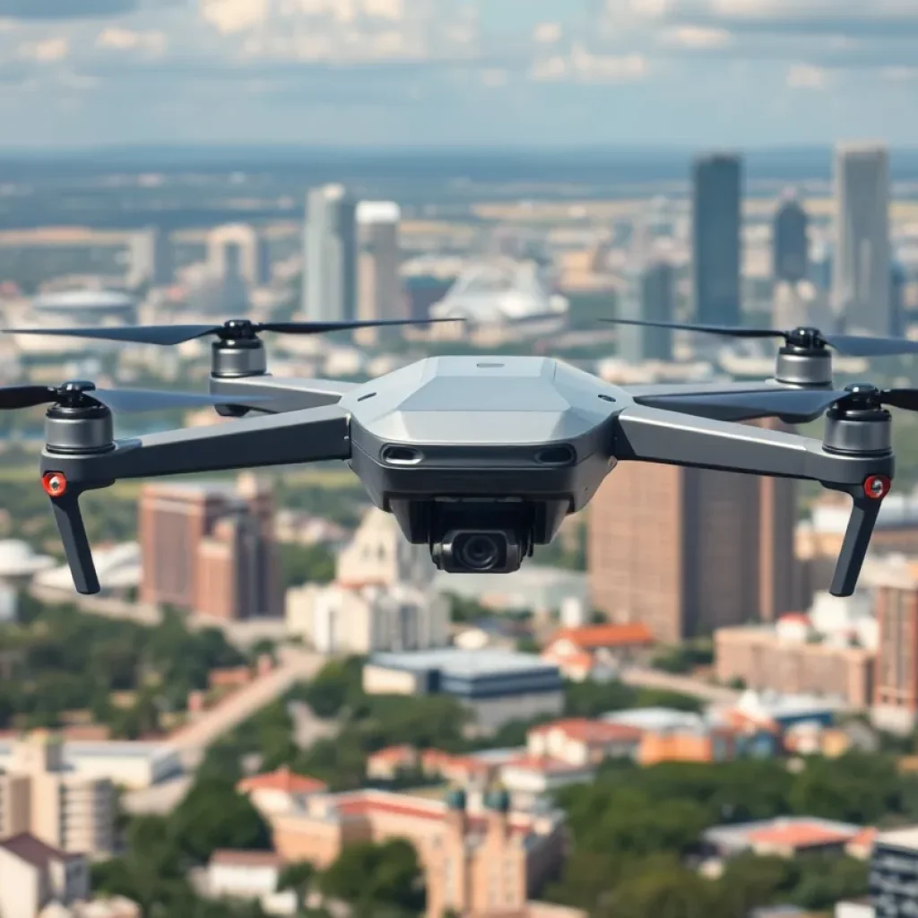 Drone delivering package in San Antonio