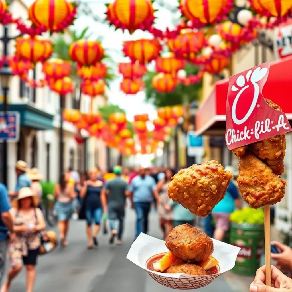 Chicken on a stick from Chick-fil-A at Fiesta celebrations in San Antonio