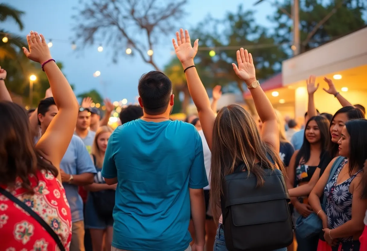 Community members in San Antonio celebrate the safe return of a missing person.