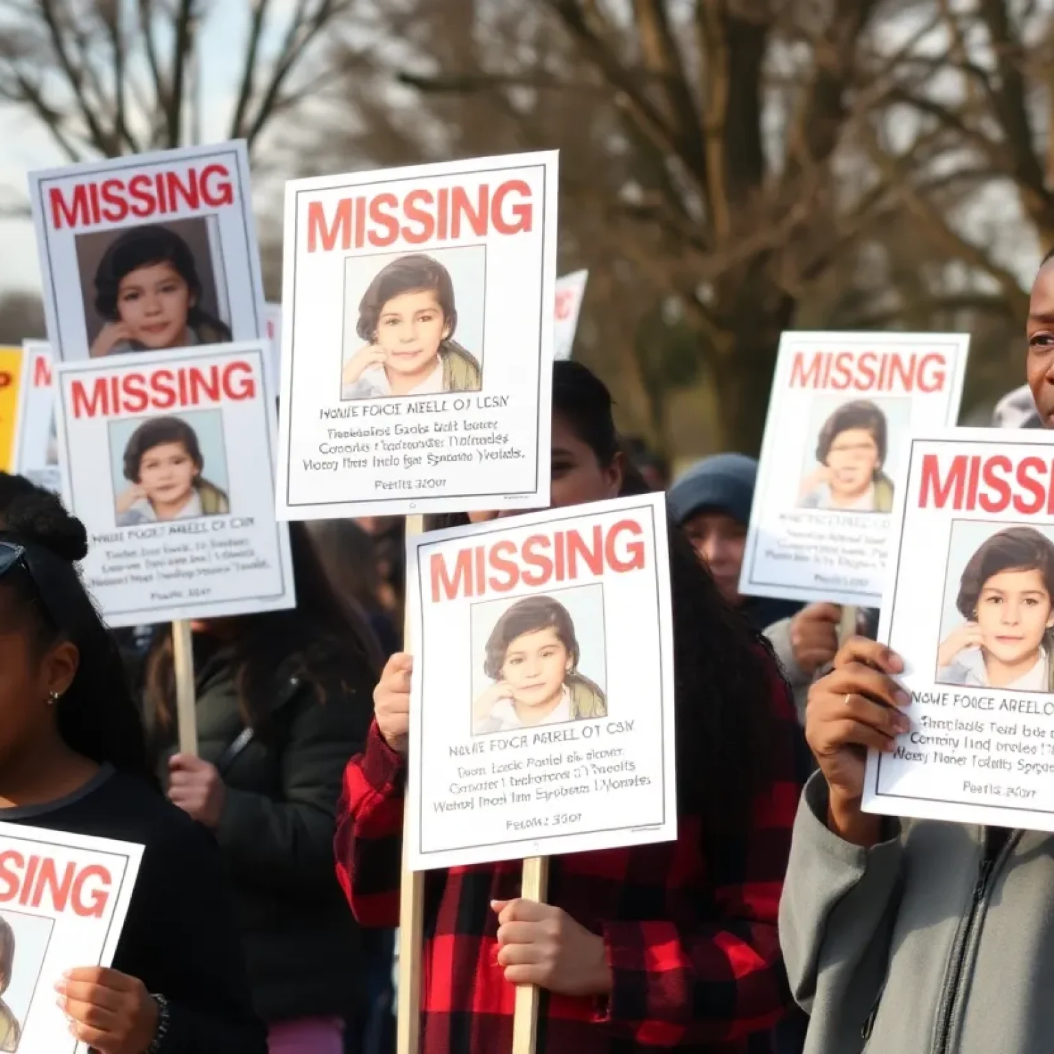 Community gathering for missing children awareness