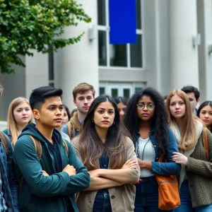 Group of university students discussing visa issues