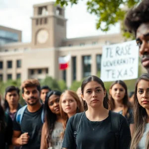 Diverse university students expressing concern about visa revocation at a Texas university