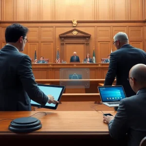 Courtroom Scene of Software Access Dispute