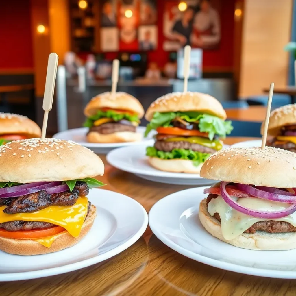 A variety of gourmet burgers from local San Antonio restaurants