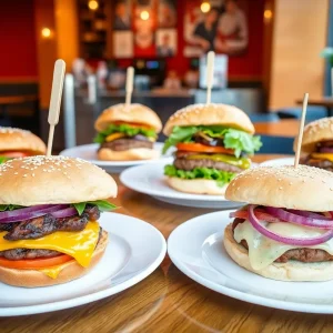 A variety of gourmet burgers from local San Antonio restaurants