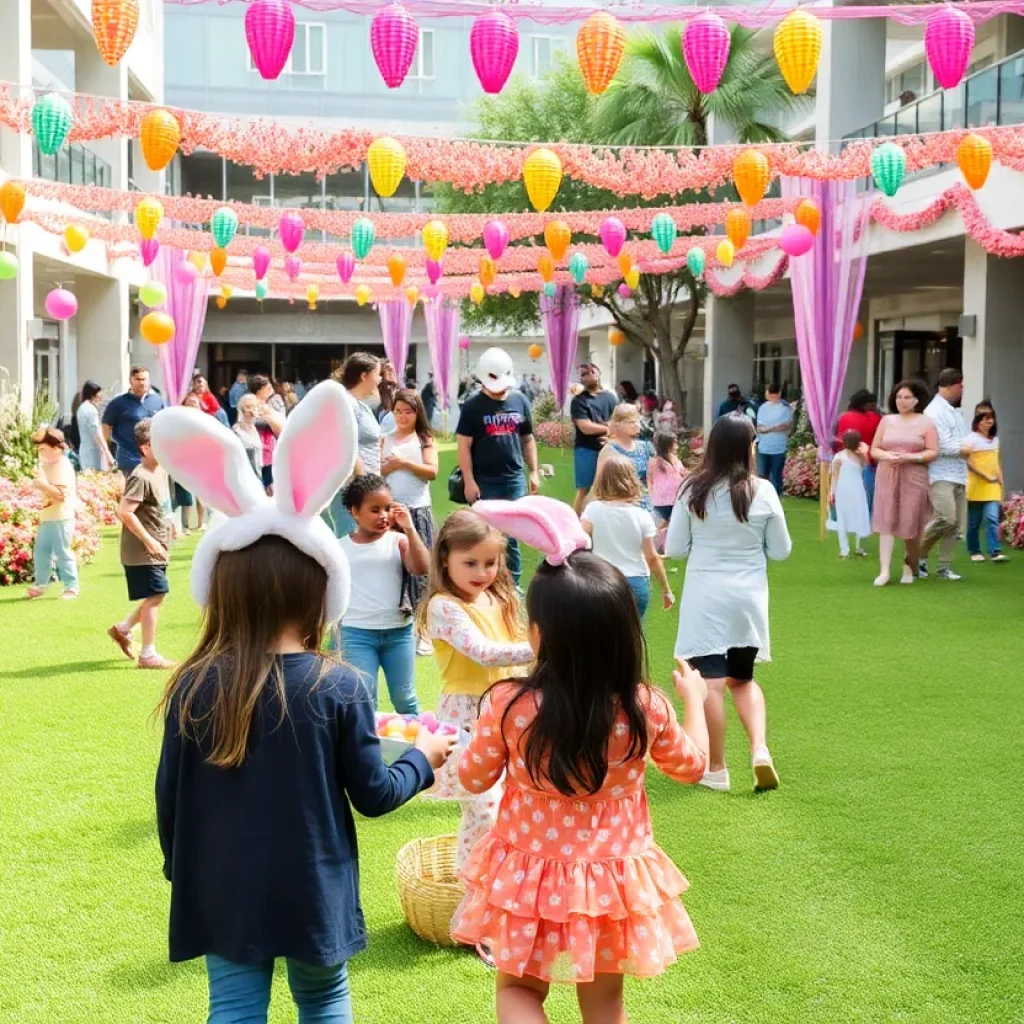 Families enjoying Easter festivities at Tower of the Americas in San Antonio