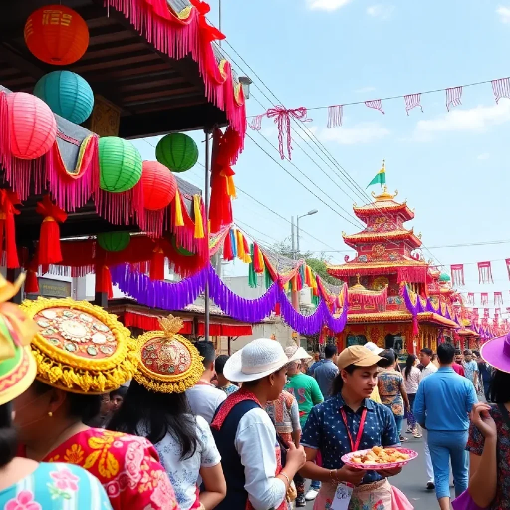 Festive atmosphere at Fiesta 2025 with colorful hats and live music