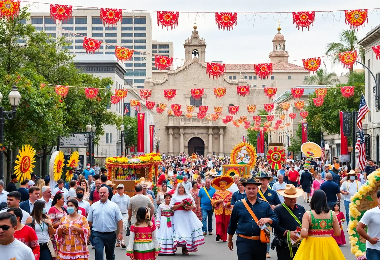Vibrant Fiesta San Antonio celebration with colorful decorations