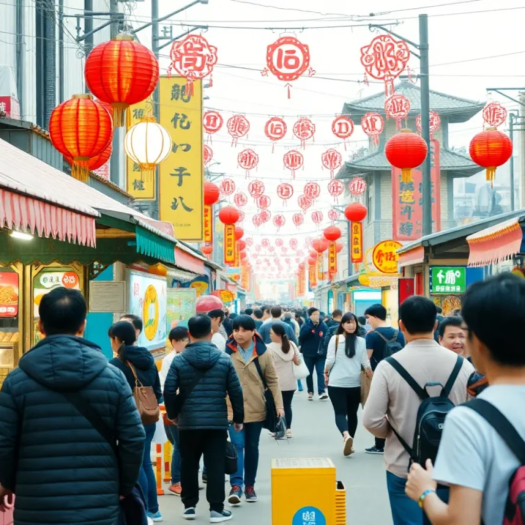 Festival scene of the Korean Fiesta in San Antonio with food stalls and cultural activities.