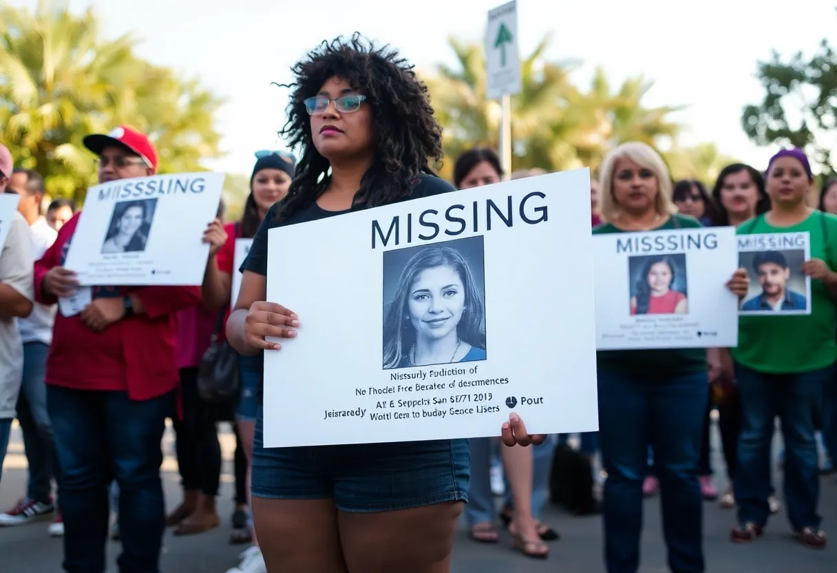 Residents of San Antonio gather to support the search for missing teen girls.