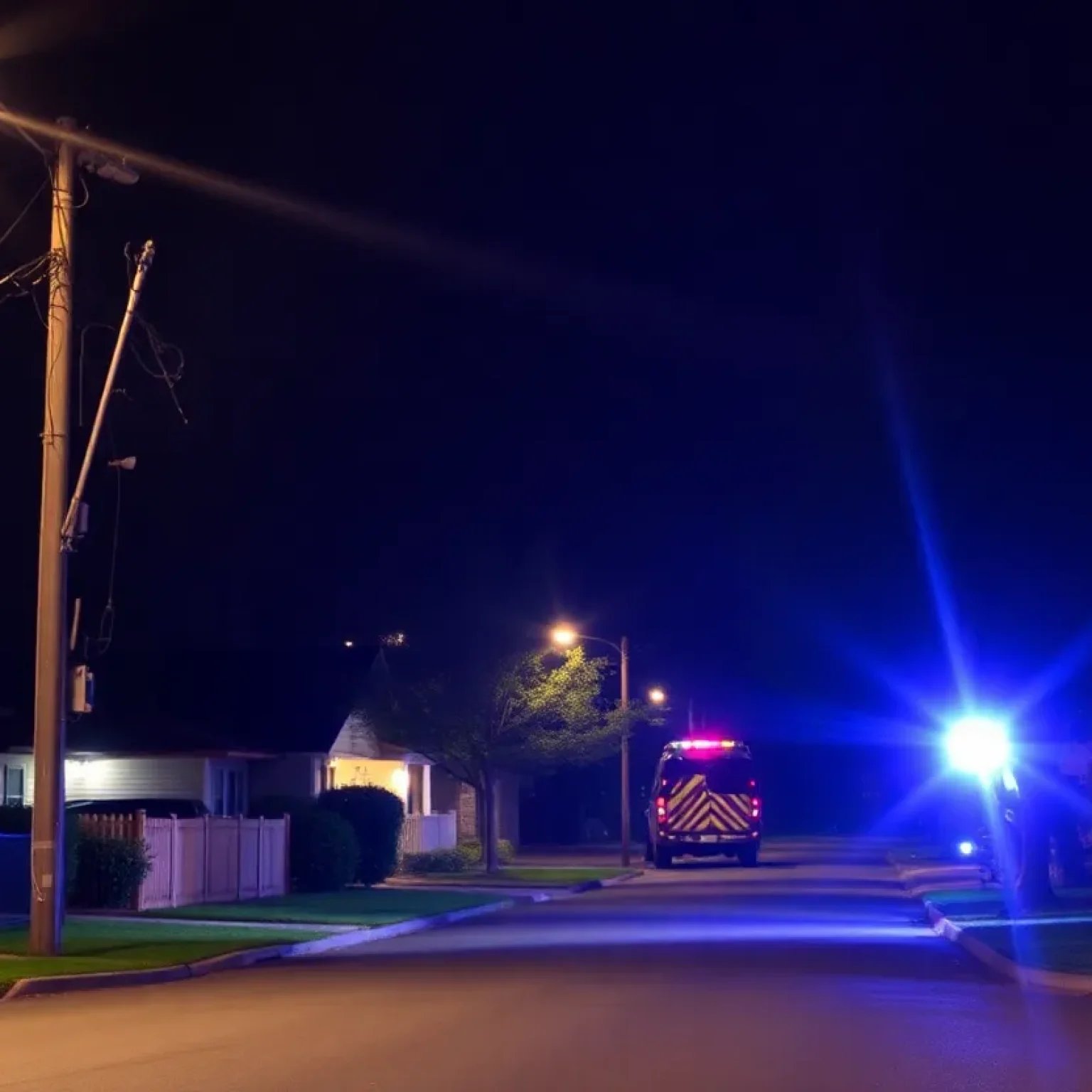 Police lights in a San Antonio neighborhood after a shooting incident