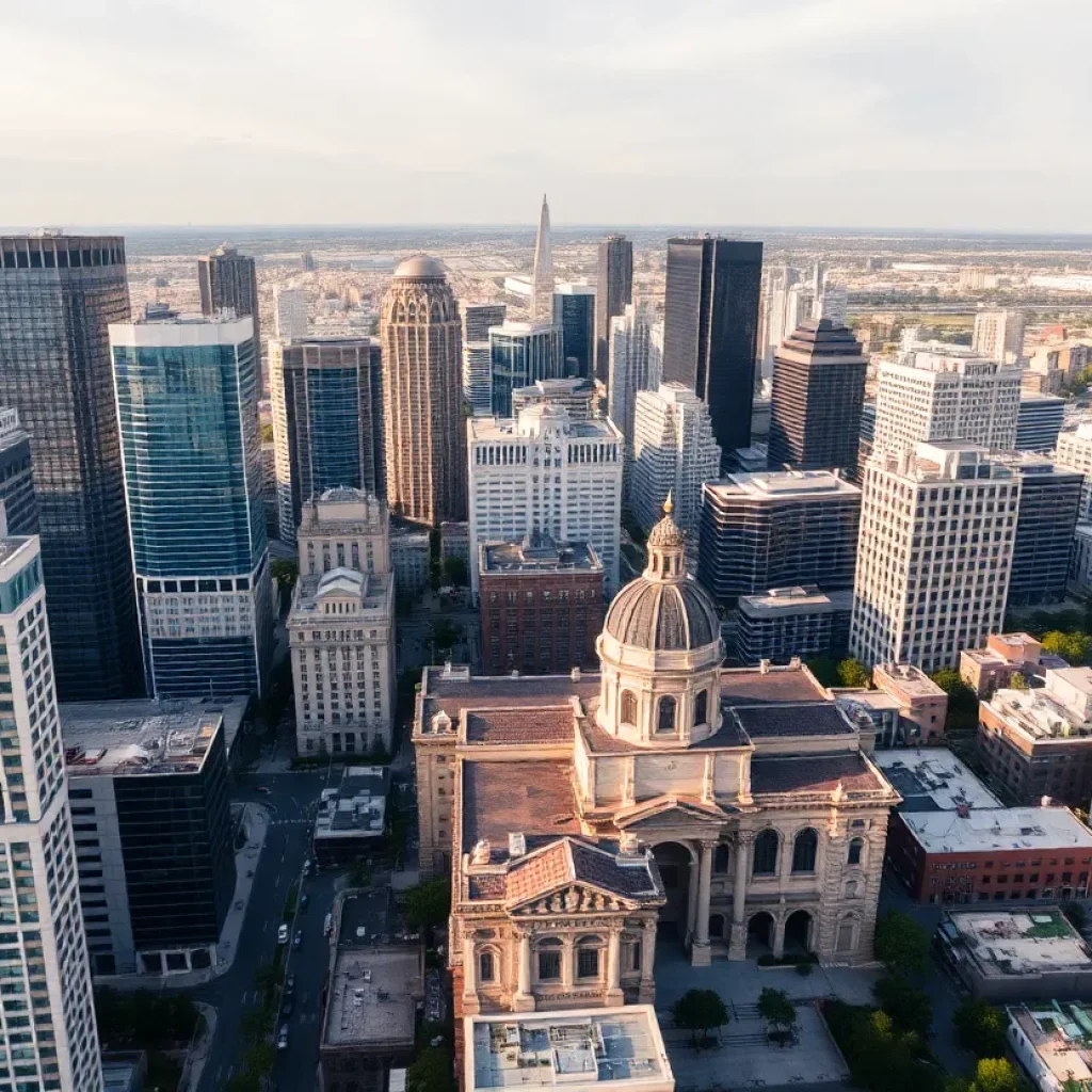 Aerial view of San Antonio showcasing its business environment and culture.