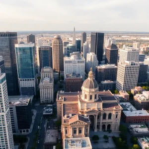 Aerial view of San Antonio showcasing its business environment and culture.