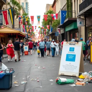 A lively view of San Antonio, Texas streets with urban scenery.