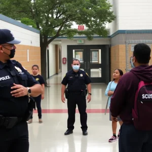 Police presence at a high school representing safety concerns