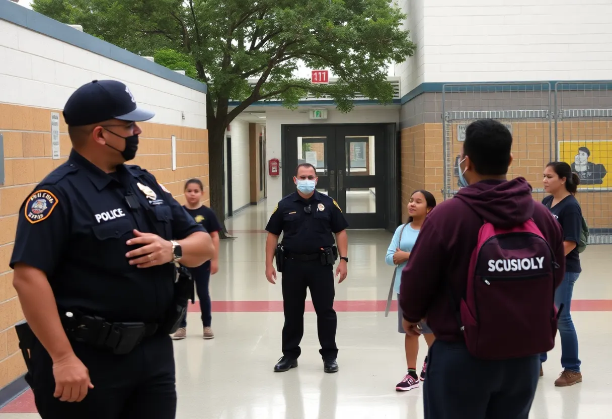 Police presence at a high school representing safety concerns