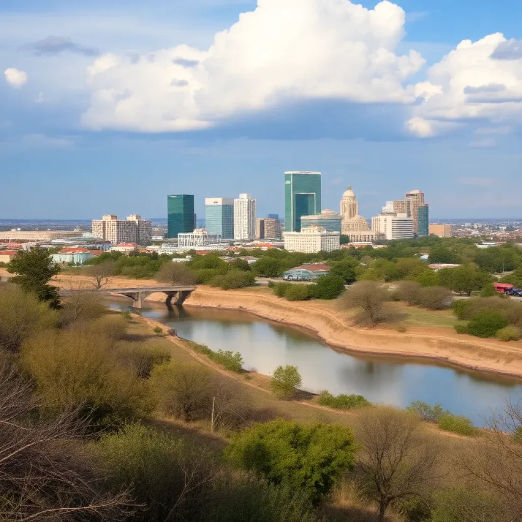 San Antonio skyline with a focus on water scarcity issues