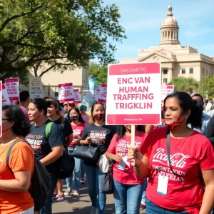 Awareness billboard about human trafficking in San Antonio during NCAA Final Four.