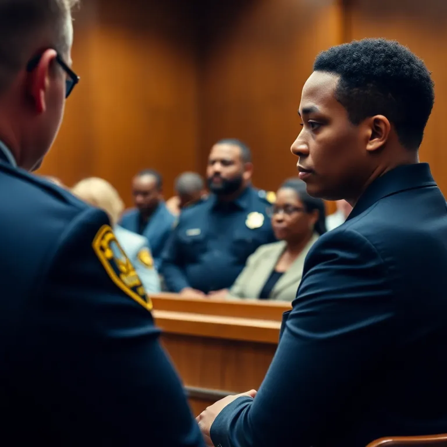 Courtroom scene related to police shooting case in San Antonio