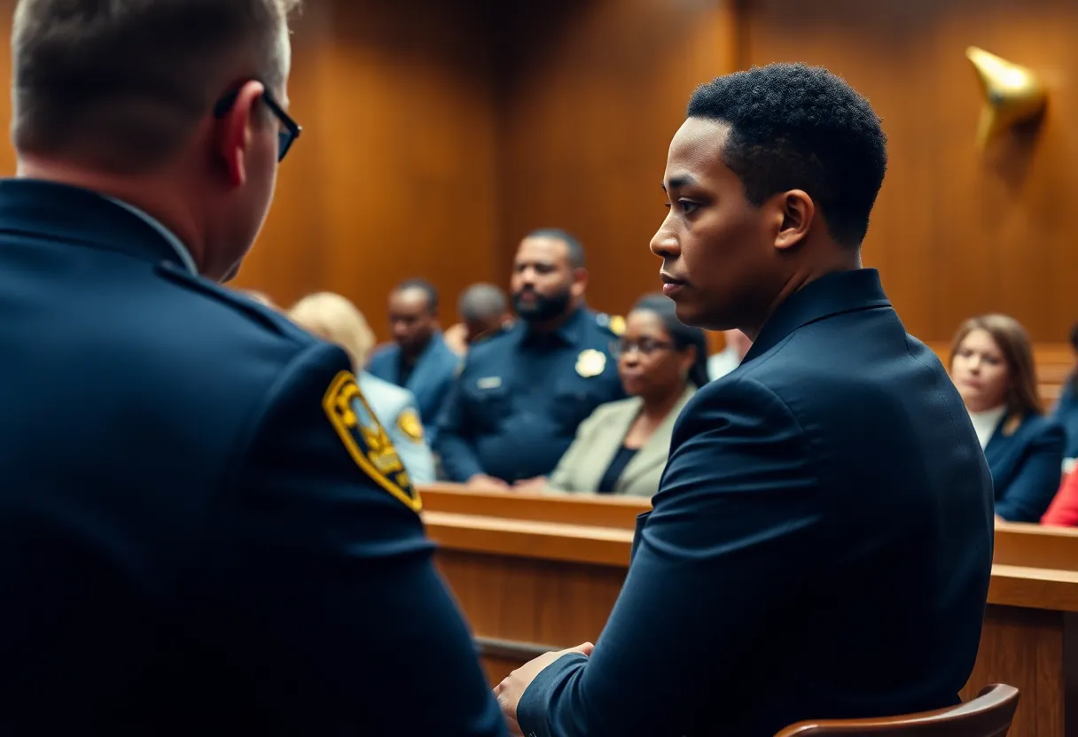Courtroom scene related to police shooting case in San Antonio