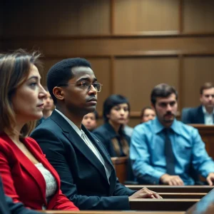 Courtroom scene during a trial involving a soccer player and a surgeon.