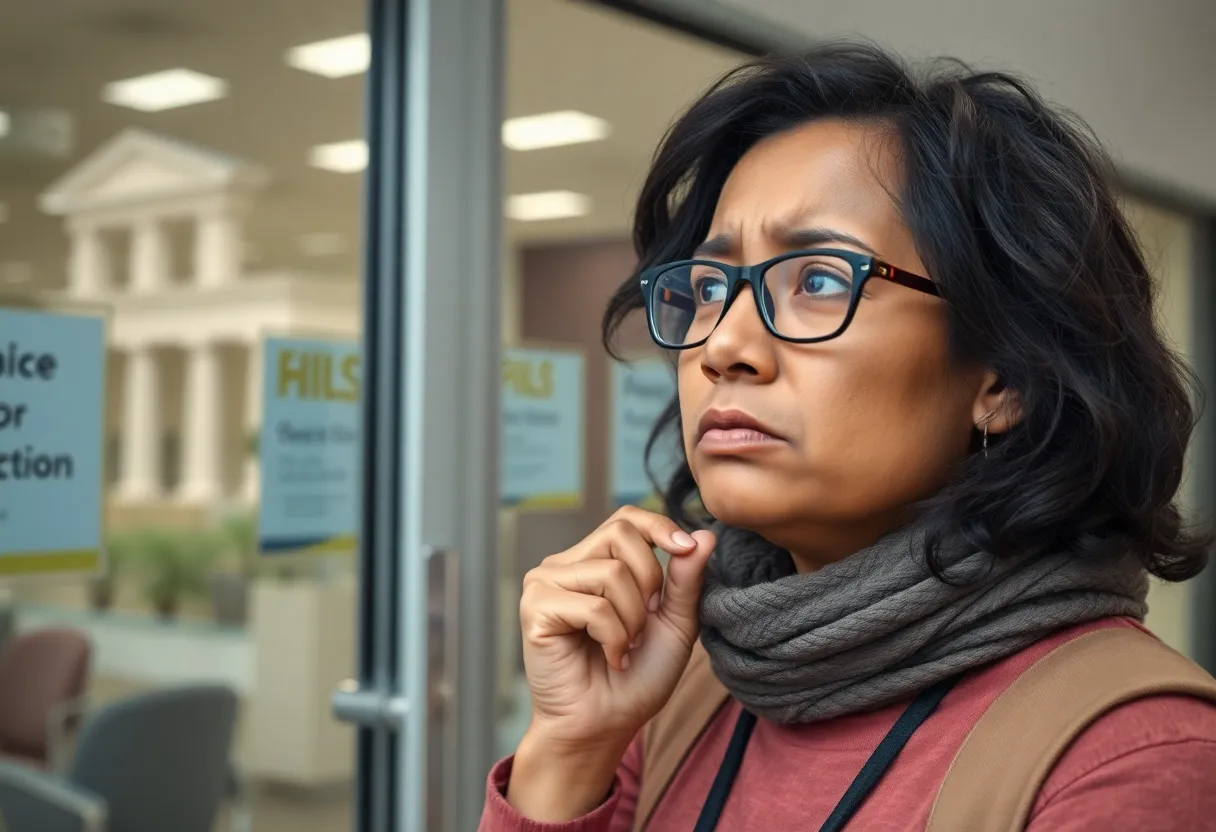 Individual navigating challenges at a Social Security office