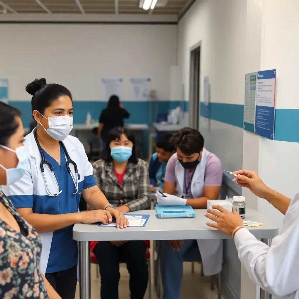 Health professionals at a vaccination clinic in San Antonio.